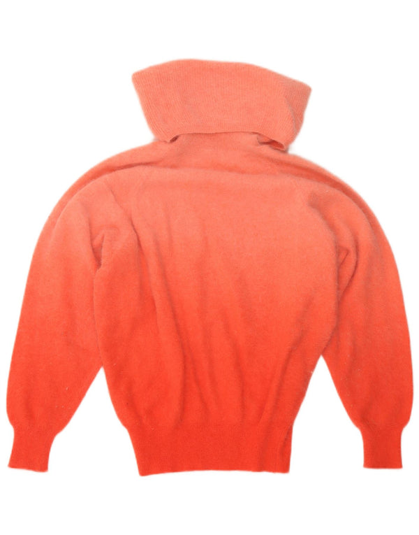 Vintage mujer rollo cuello jersey suéter Reino Unido 6 XS naranja colorblock