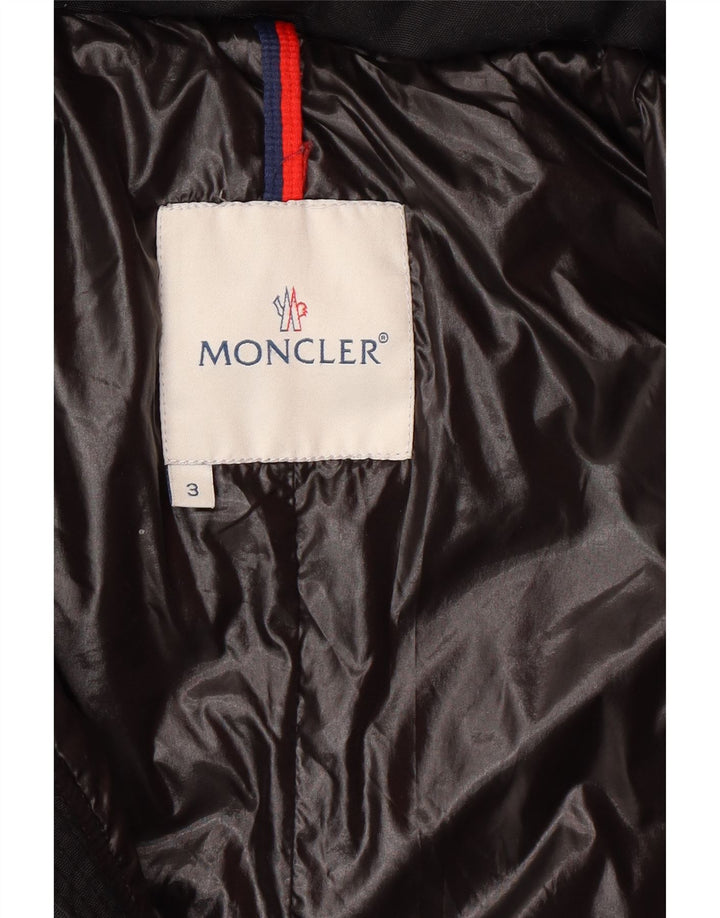MONCLER Chaqueta acolchada con capucha para mujer Talla 3 Grande Poliéster negro