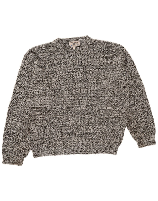 John Baner Suéter tipo jersey con cuello redondo para hombre UK 40/42 Large Grey Moteado