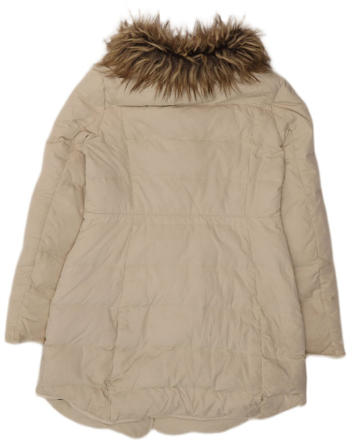 Zara Mujer Abrigo Acolchado UK 44 Grande Poliéster Blanco Roto