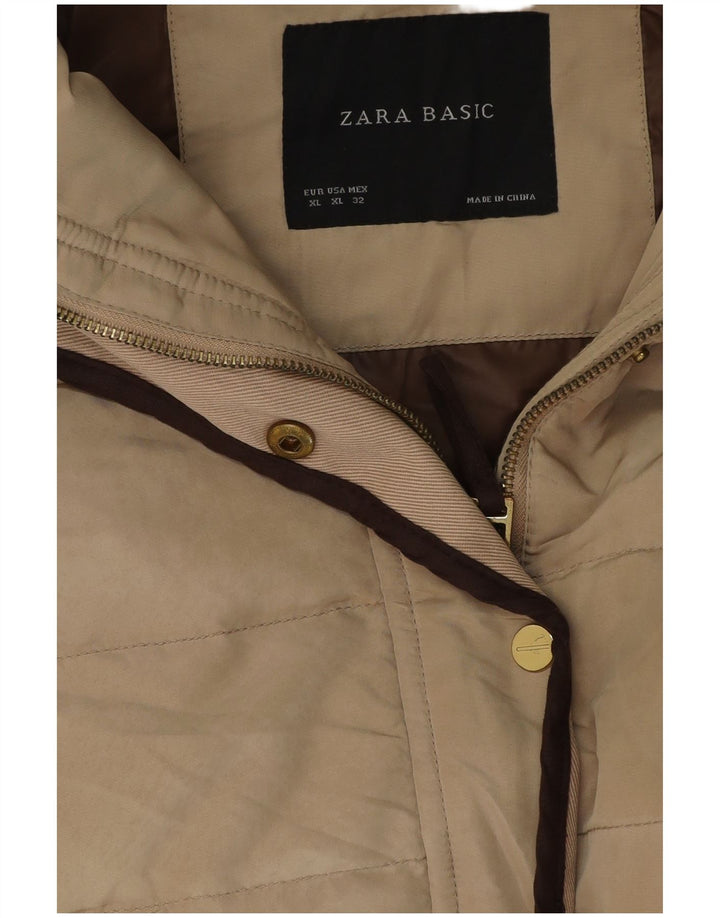 Zara Mujer Chaqueta Acolchada ES 40 XL Poliéster Beige