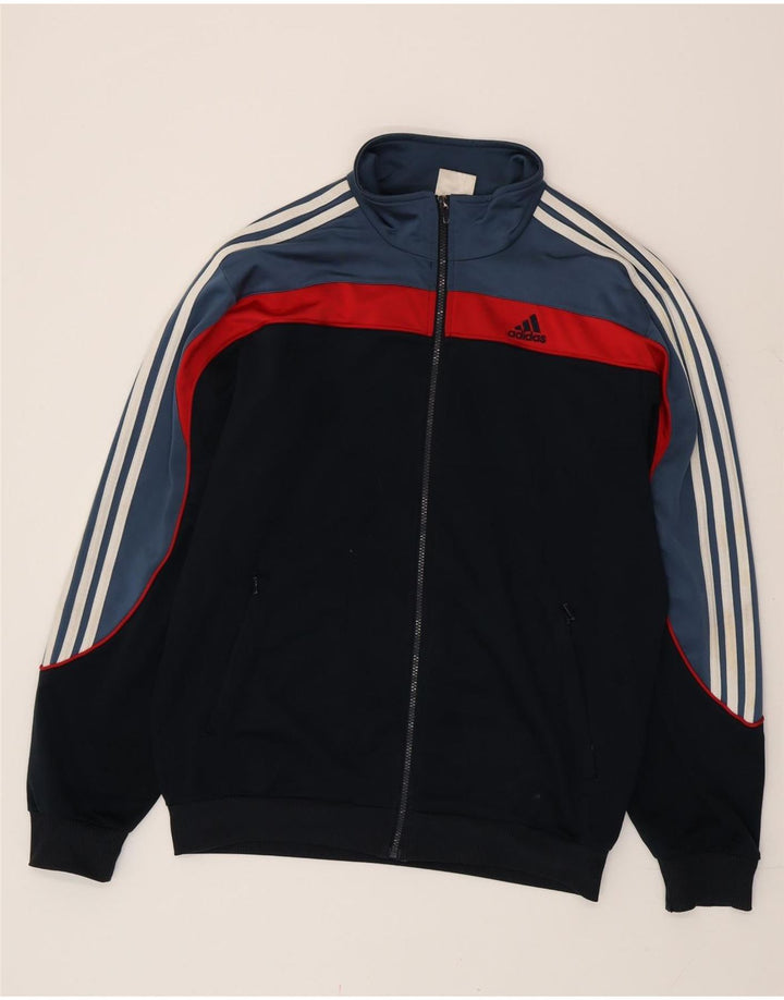 Adidas Hombre Gráfico Chándal Top Chaqueta Grande Negro Colorblock Poliéster