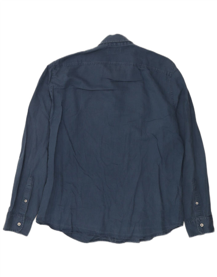 Camisa Timberland Hombre Slim Fit Grande Lino Azul Marino
