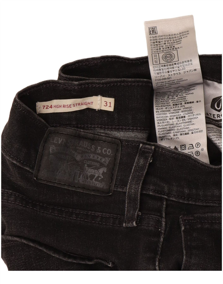 LEVI'S Jeans rectos de talle alto desgastados 724 para mujer W31 L26 Algodón gris