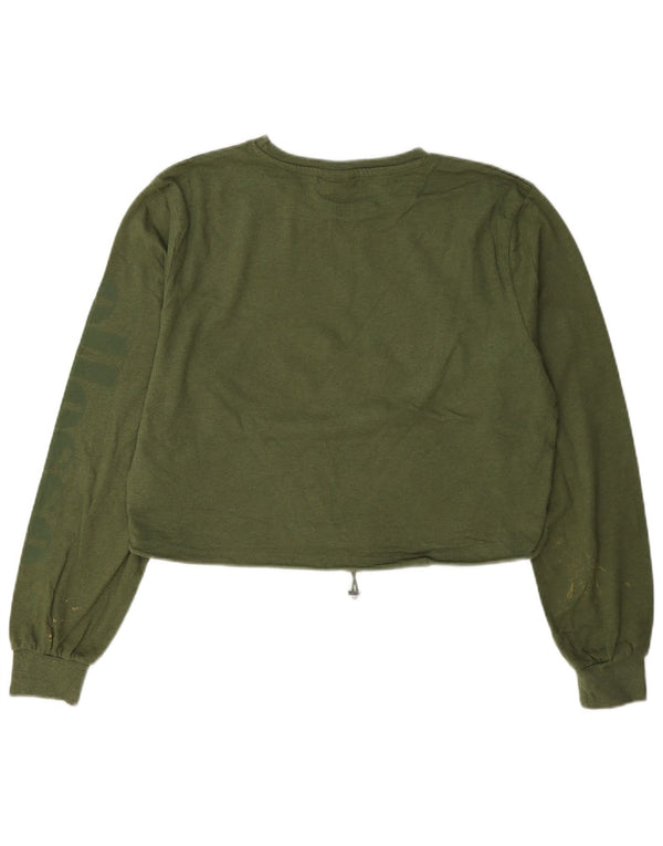 Ellesse Top corto para mujer de manga larga UK 42 Algodón verde medio