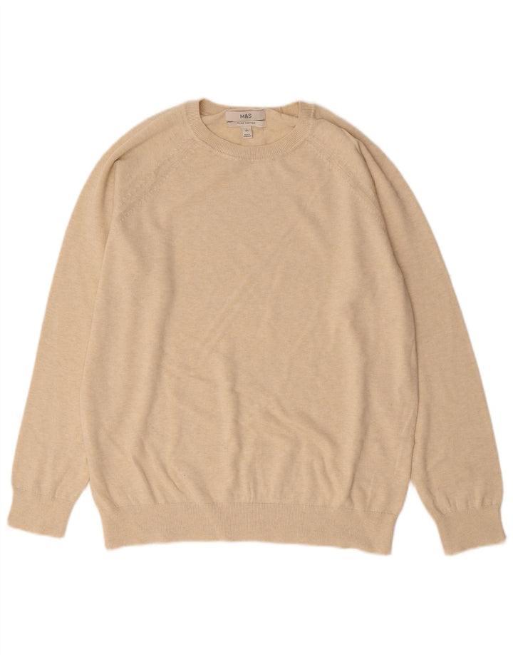 Marks & Spencer - Jersey de cuello redondo para hombre, talla grande, algodón beige