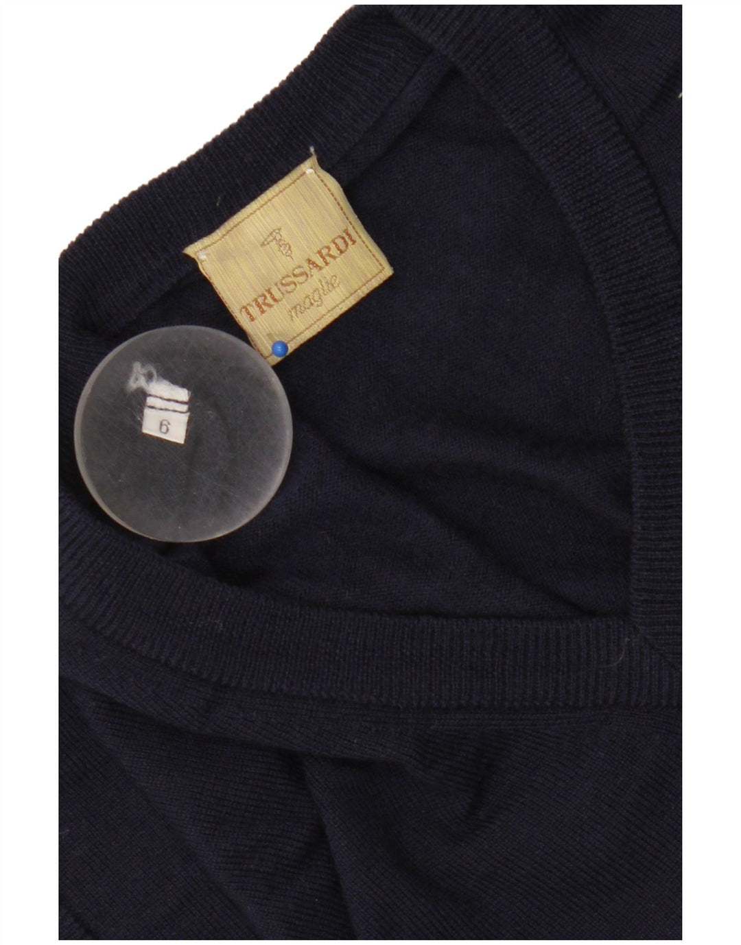 Trussardi Hombre Chaleco Tank Top Large Azul Marino Lana Merino