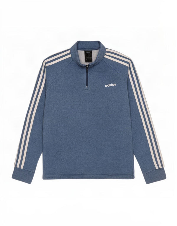 Adidas Mujer Zip Neck Sudadera Jumper UK 12/14 Algodón Azul Medio