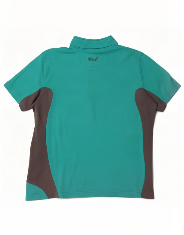 Jack Wolfskin Camiseta con cuello y cremallera para mujer UK 46 Large Turquesa Colorblock