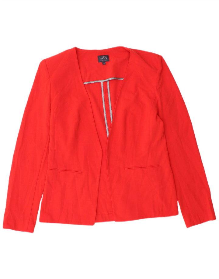 Marks & Spencer Chaqueta tipo blazer abierta para mujer UK 10 Small Red Poliéster