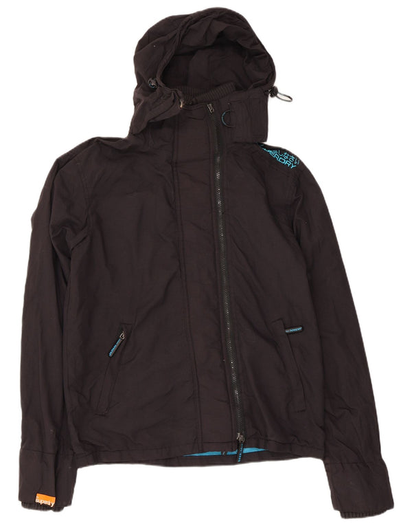 Superdry Chaqueta impermeable con capucha para hombre UK 36 Small Black Nylon