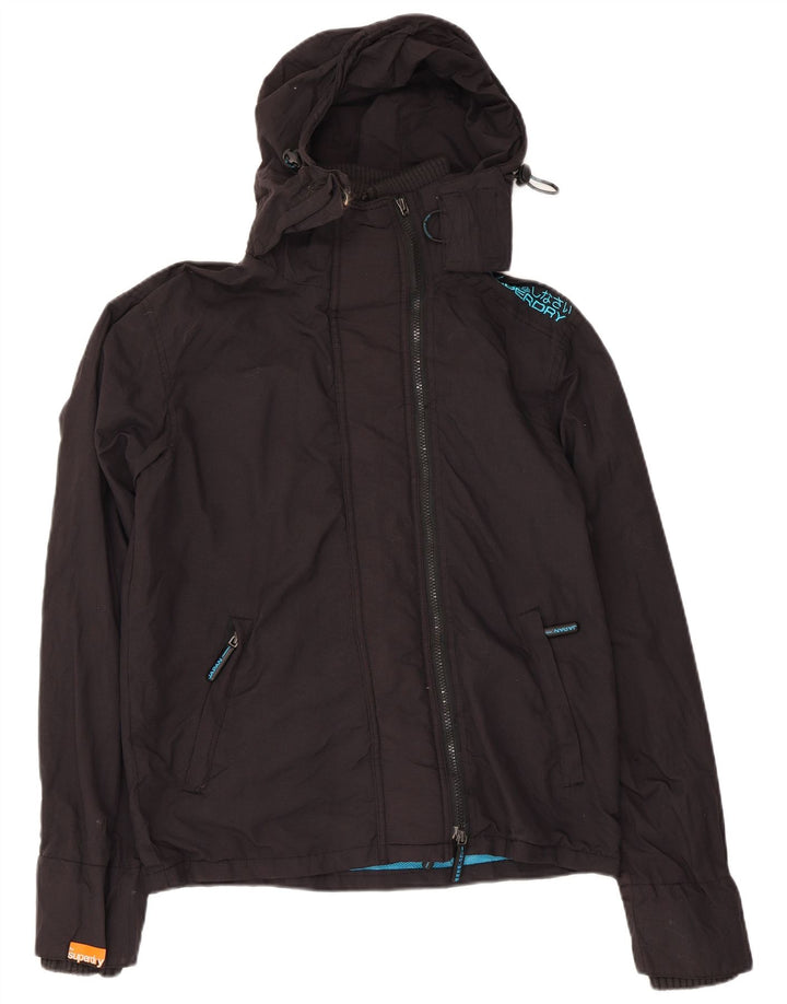 Superdry Chaqueta impermeable con capucha para hombre UK 36 Small Black Nylon