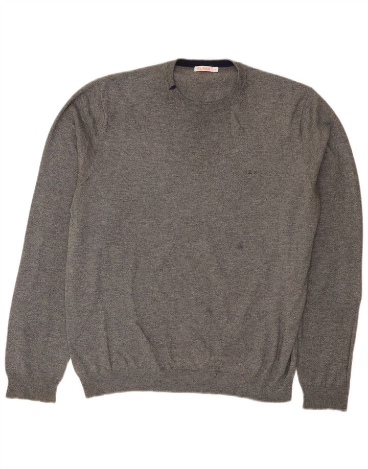 Sun68 Jersey de cuello redondo y ajuste regular para hombre XL Lana gris