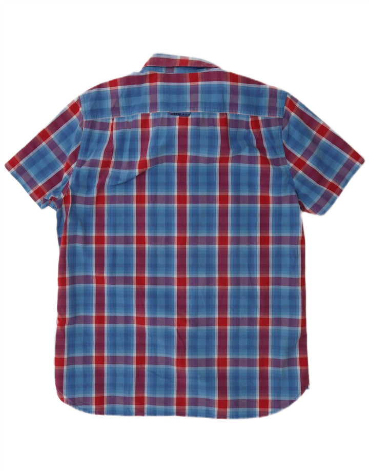 Superdry Camisa De Manga Corta Para Hombre 2XL Algodón A Cuadros Azul