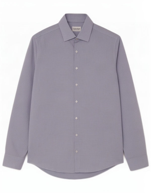 Calvin Klein Camisa Slim Fit para hombre Talla 39 15 1/2 Algodón a cuadros azul mediano