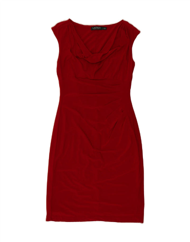 RALPH LAUREN Womens Sleeveless Bodycon Dress US 8 Medium Red Polyester Vintage Ralph Lauren and Second-Hand Ralph Lauren from Messina Hembry 