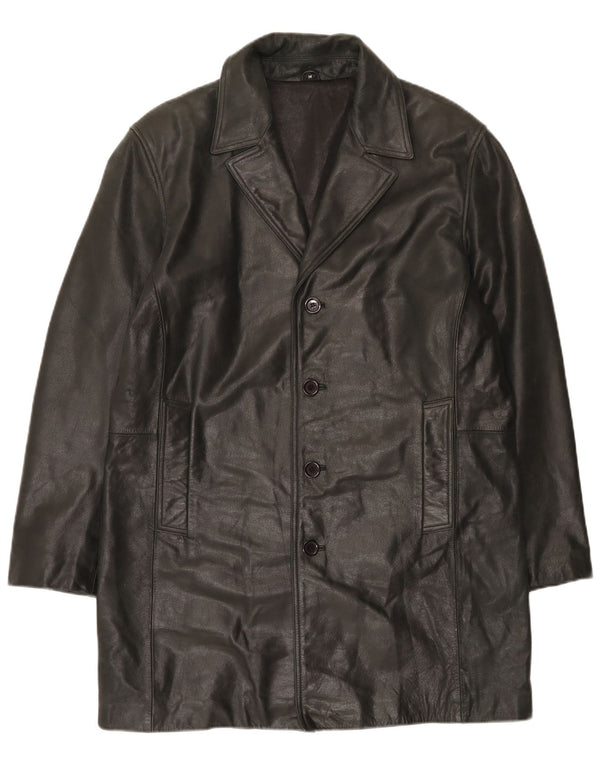 Abrigo de cuero Buffalo para hombre UK 38 Medium Black