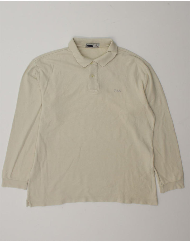 Fila Polo De Manga Larga Para Hombre IT 50 Medium Off White Algodón