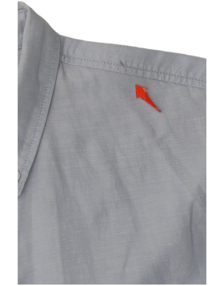 Superdry Camisa De Manga Corta Para Hombre De Lino Azul Grande