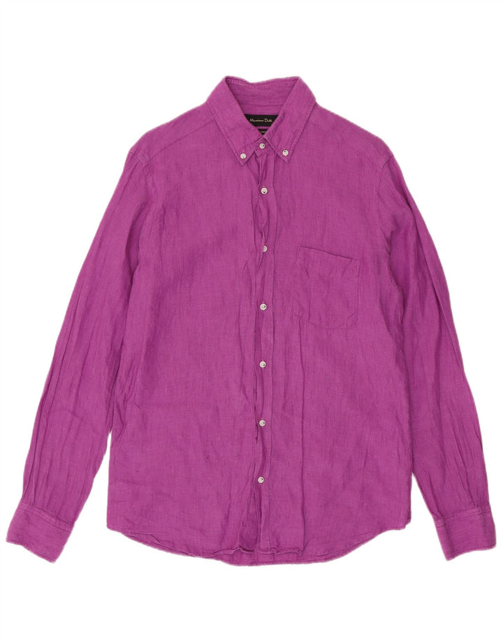 Camisa Massimo Dutti Hombre Lino Mediana Morado