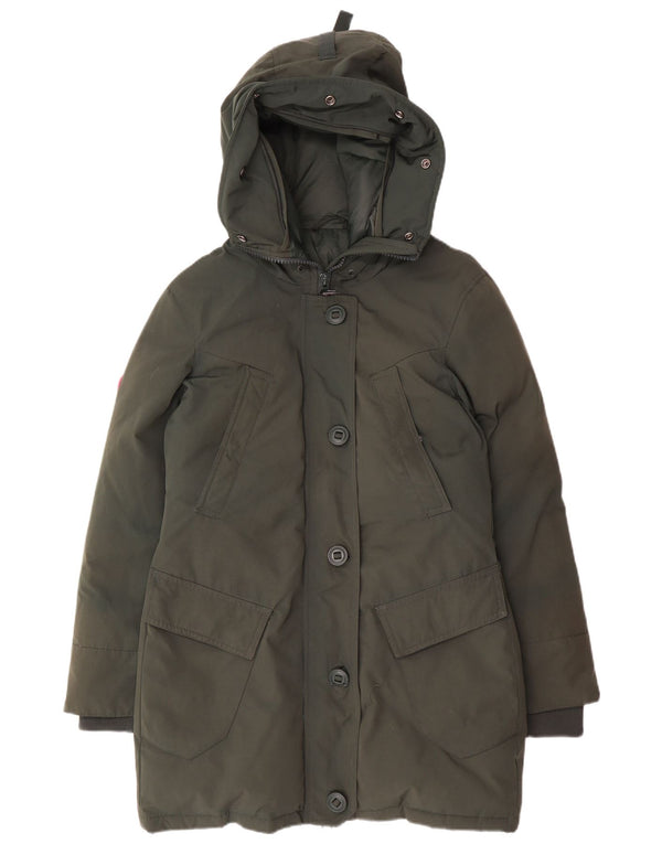 Superdry Mujer Abrigo Acolchado Con Capucha UK 40 Small Nylon Verde