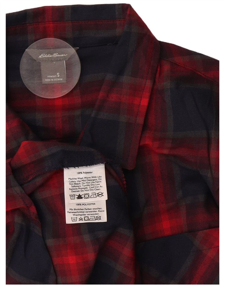 EDDIE BAUER Camisa de franela para mujer UK 10 Small Azul marino Cuadros Poliéster