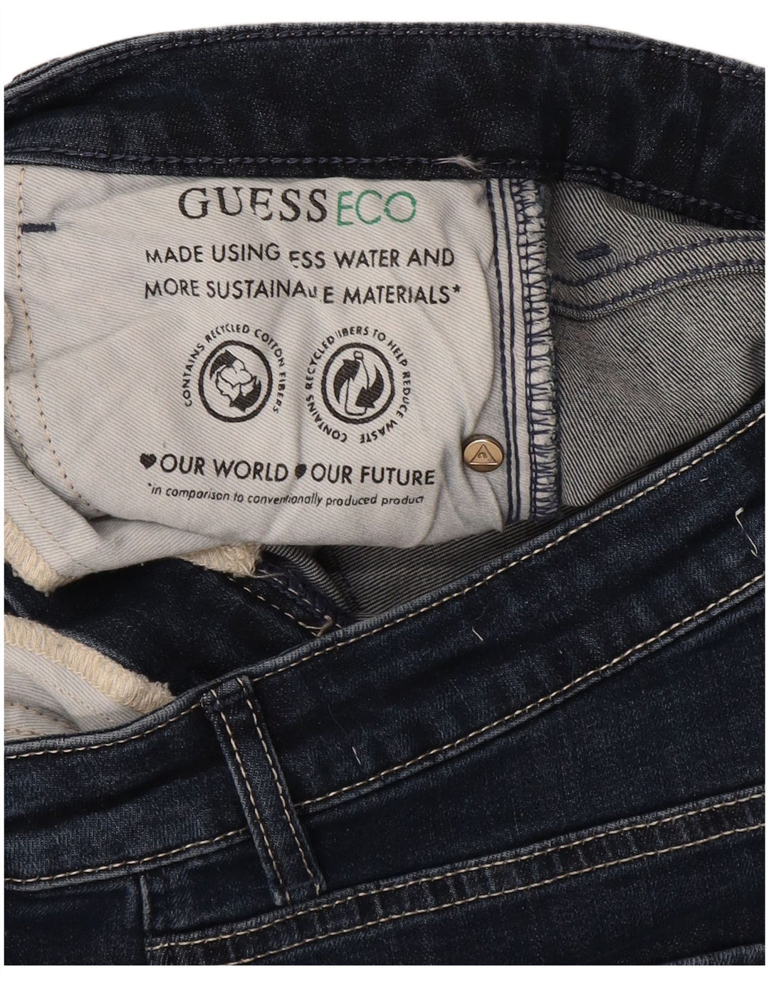 GUESS Vaqueros Eco Rectos Mujer W28 L27 Azul Marino Algodón