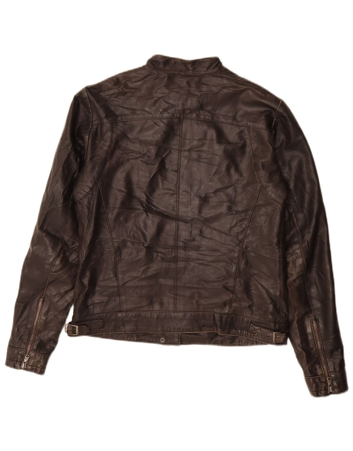 Bata and More Chaqueta de cuero para mujer IT 46 Cuero marrón grande