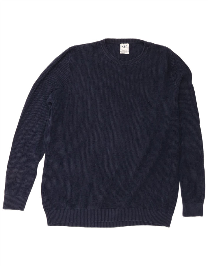 Zara Hombre Jersey Cuello Redondo Jersey XL Azul Marino
