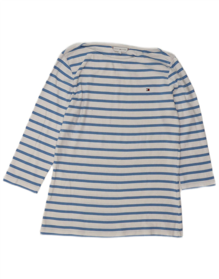 Tommy Hilfiger Top para mujer manga 3/4 UK 12 Algodón a rayas azul medio