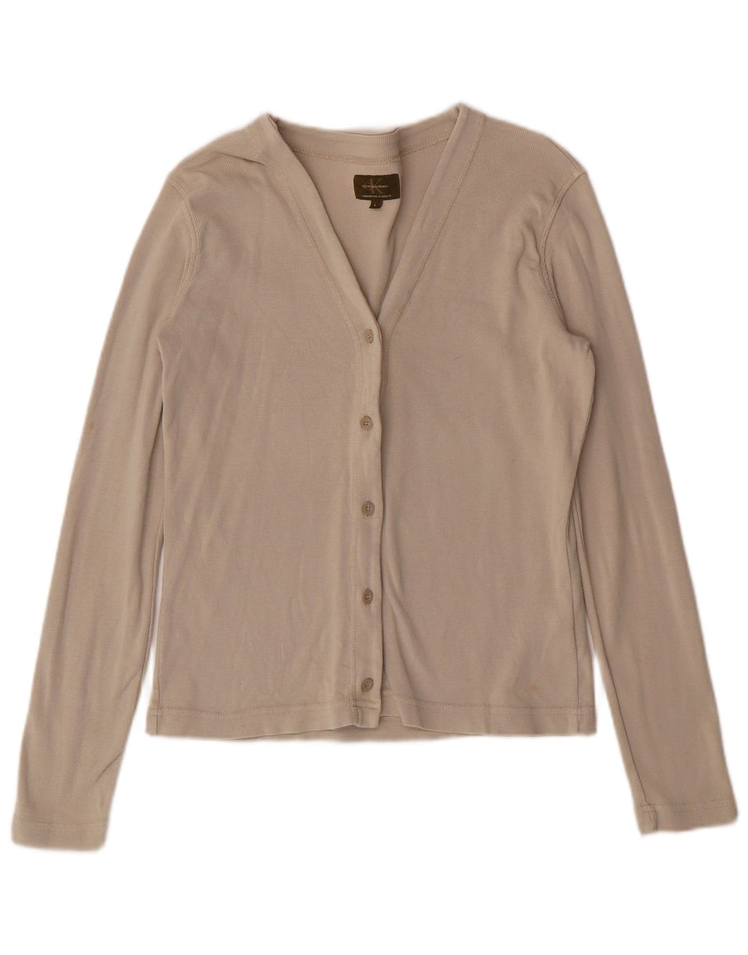 Calvin Klein Blusa corta para mujer Reino Unido 14 Grande Algodón beige