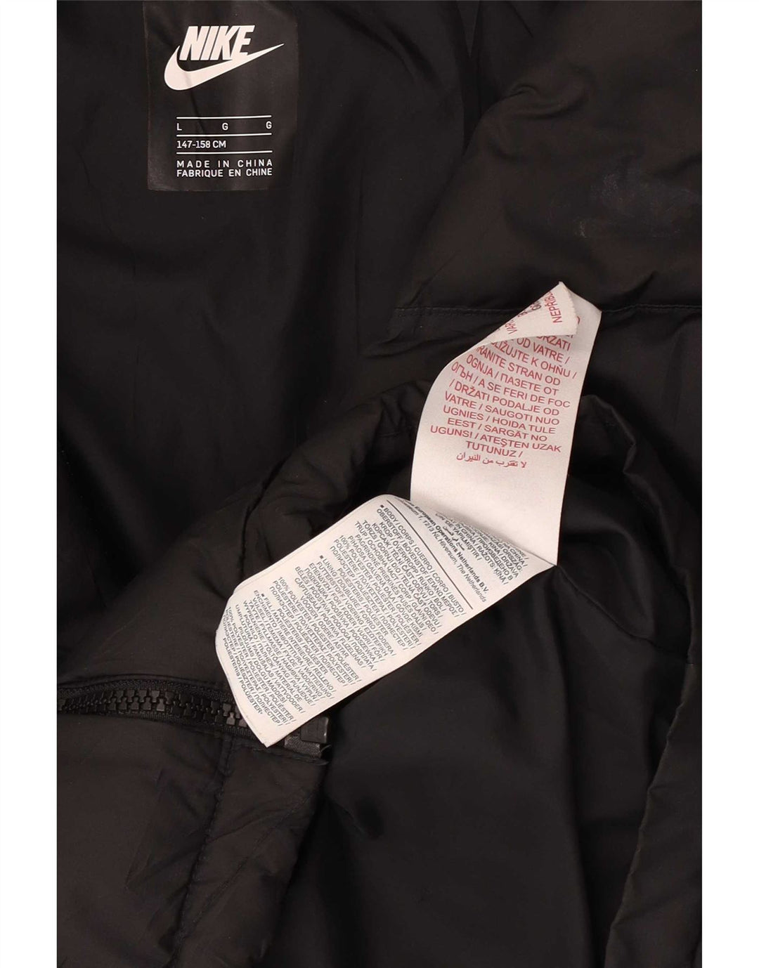 Nike Chaqueta acolchada con capucha para niñas 12-13 años Grande Poliéster negro