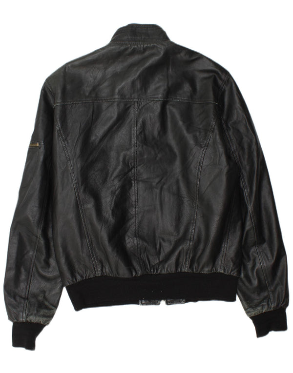 Vintage chaqueta de cuero para hombre Reino Unido 44 2XL cuero negro