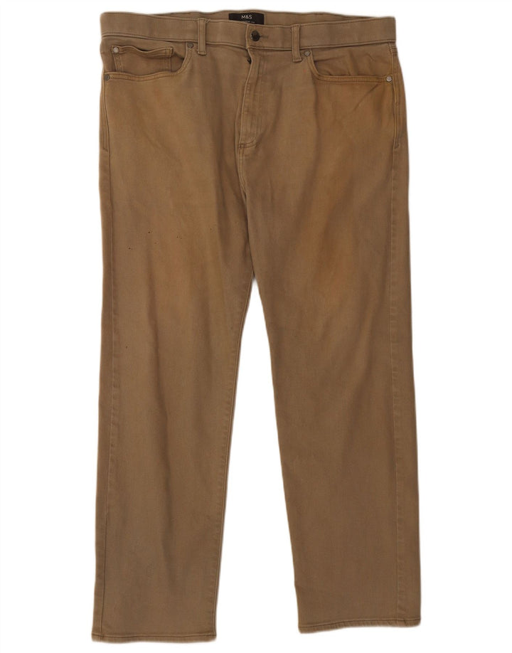 Marks & Spencer Vaqueros rectos para hombre W38 L31 Algodón beige
