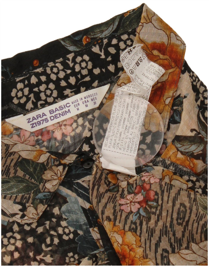 Zara Blusa Camisa Mujer UK 44 Mediana Poliéster Floral Multicolor