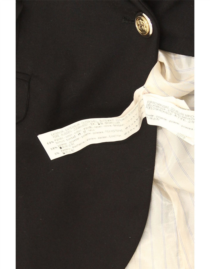 ZARA Chaqueta Blazer De 1 Botón Para Mujer UK 42 Mediana Algodón Negro