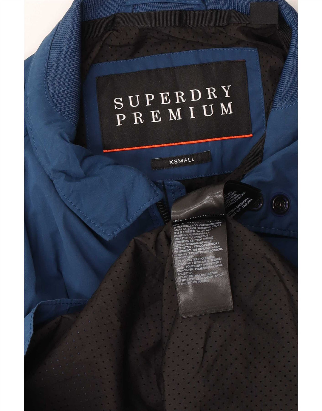 Superdry Chaqueta impermeable para hombre ES 34 XS Poliéster azul