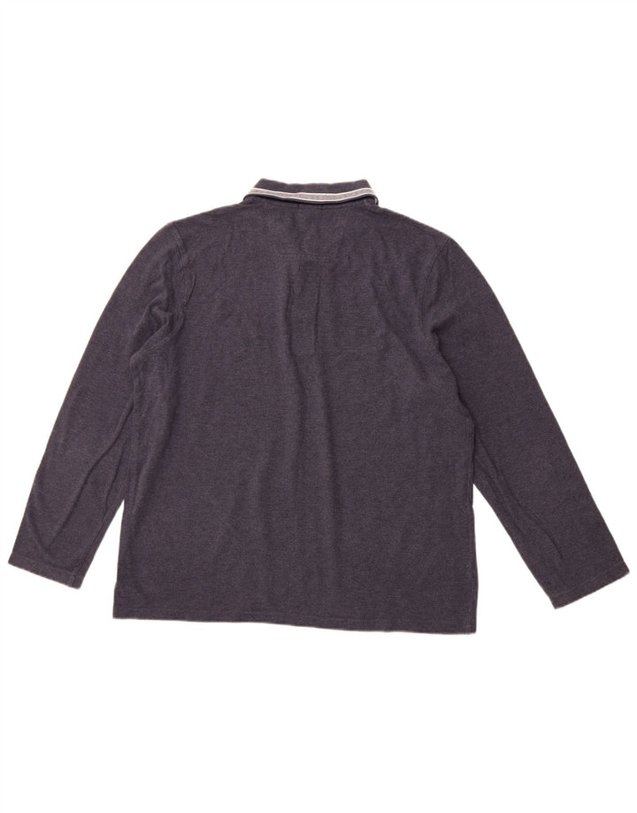 HUGO BOSS Polo de manga larga de ajuste regular para hombre XL Algodón azul marino