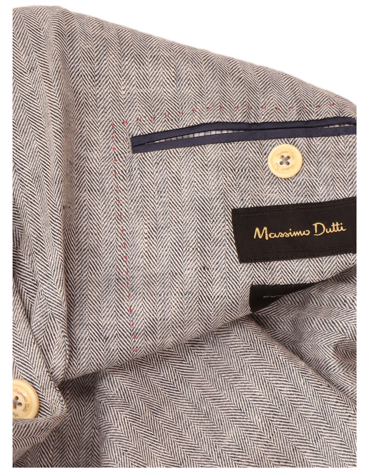 Massimo Dutti Chaqueta Blazer De 2 Botones Para Hombre EU 52 Grande Gris Espiga