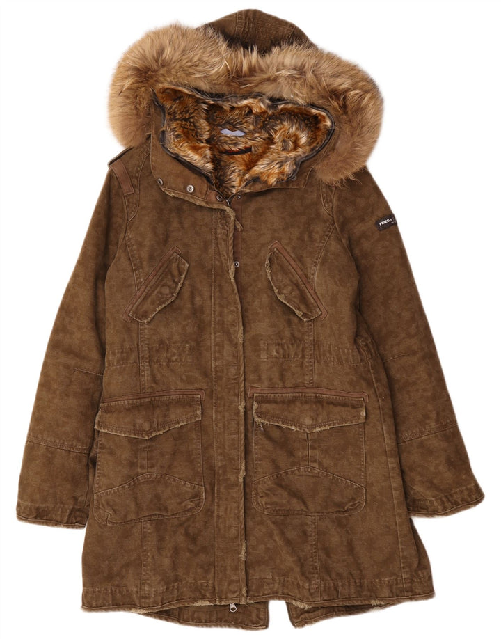 Frieda & Freddies Parka con capucha para mujer EU 40 Algodón caqui mediano