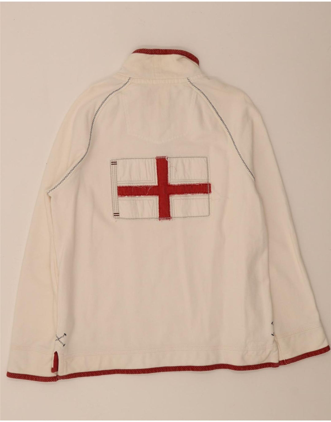 Sudadera con estampado gráfico y cuello con cremallera para hombre de Fat Face Jersey de algodón blanco mediano
