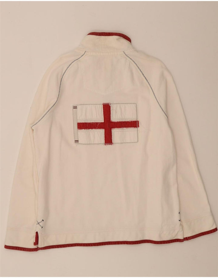 Sudadera con estampado gráfico y cuello con cremallera para hombre de Fat Face Jersey de algodón blanco mediano