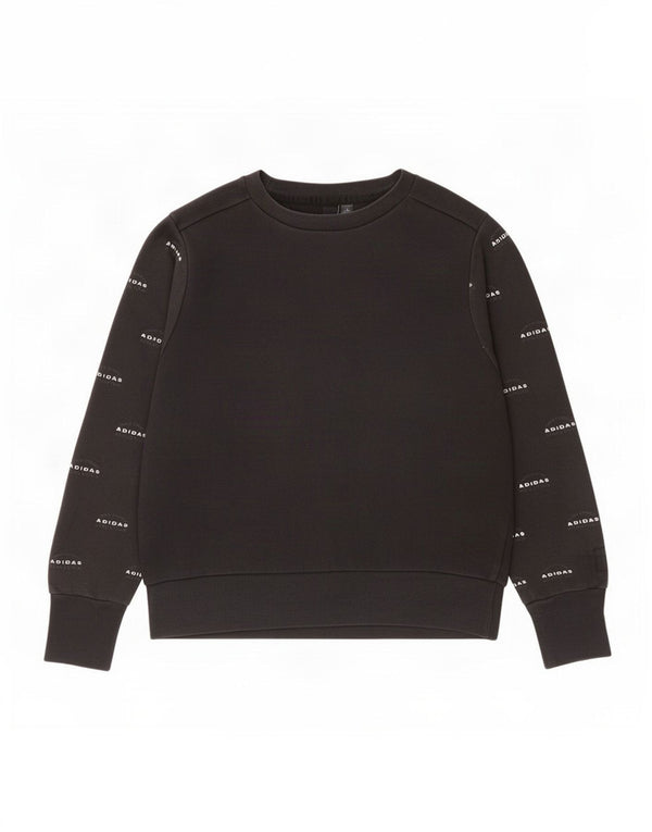 Adidas Sudadera de gran tamaño con estampado gráfico para mujer UK 10 Small Black Cotton