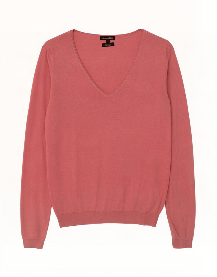 Massimo Dutti Jersey con Cuello en V para Mujer UK 42 Seda Rosa Mediana