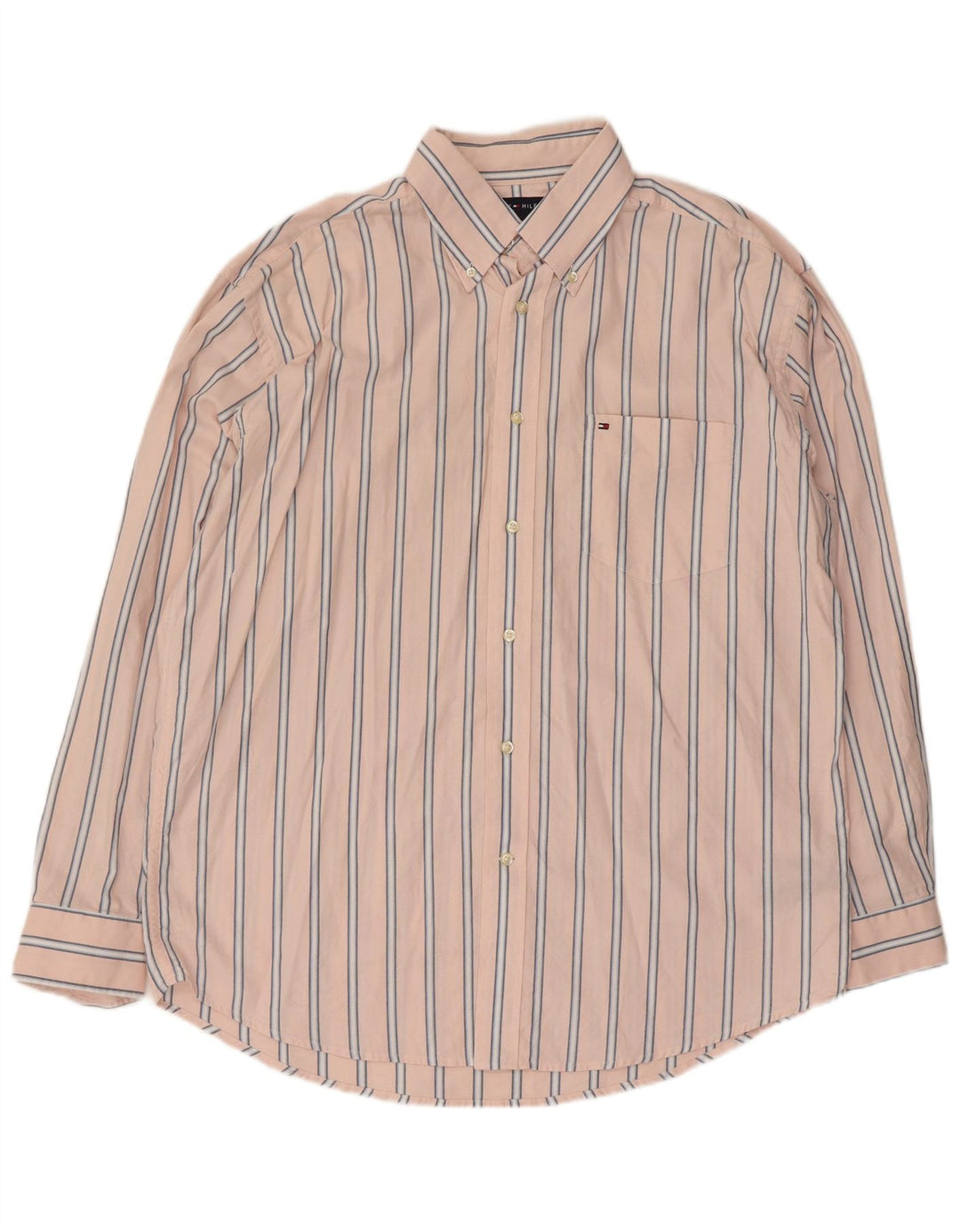Camisa Tommy Hilfiger Hombre Grande Algodón A Rayas Rosa