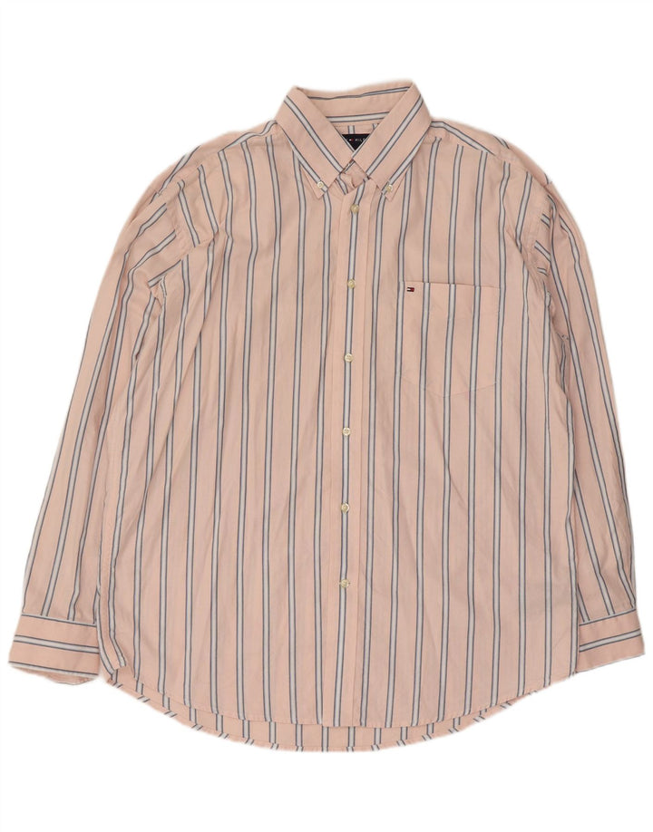 Camisa Tommy Hilfiger Hombre Grande Algodón A Rayas Rosa