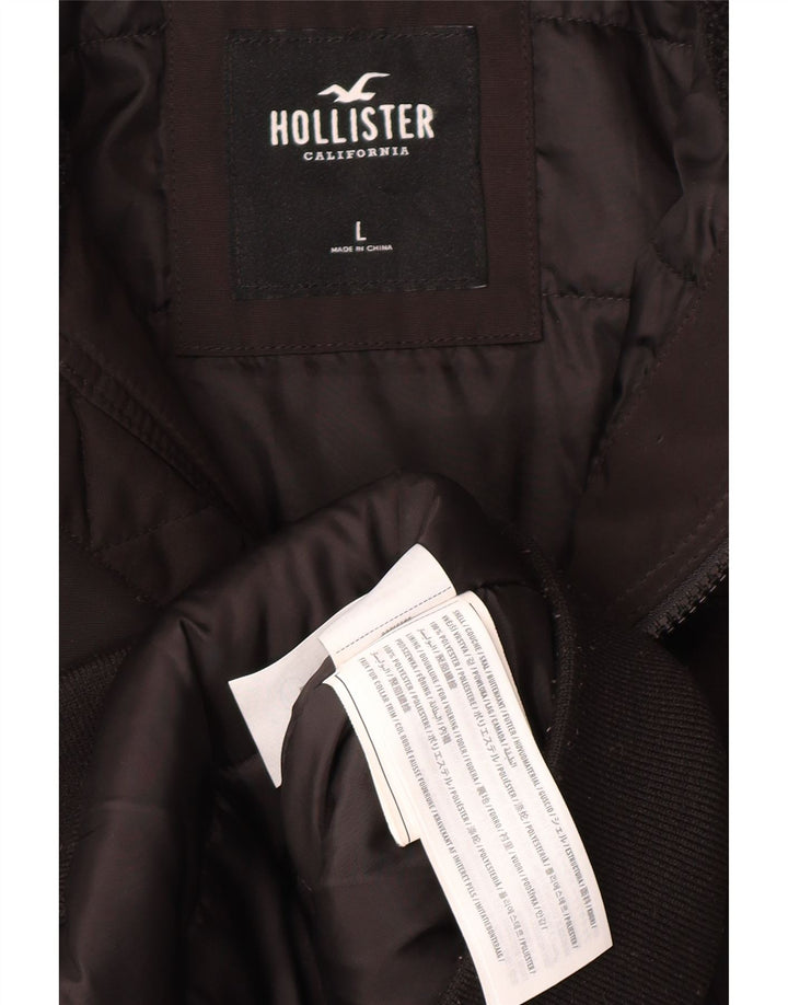 HOLLISTER Mens Padded Bomber Jacket UK 40 Large Black Polyester