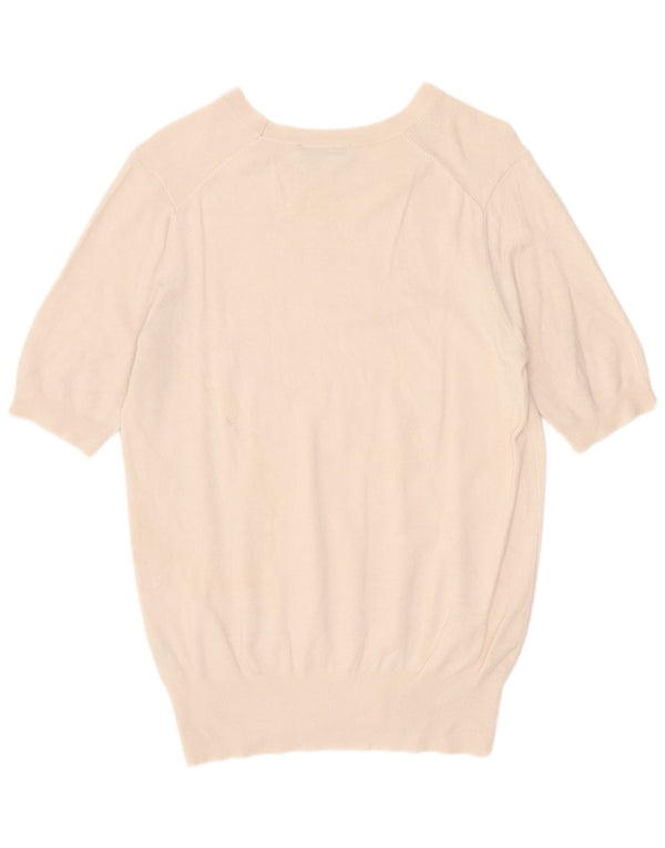 Zara Jersey de manga corta con cuello barco para mujer, talla 40, color blanco roto