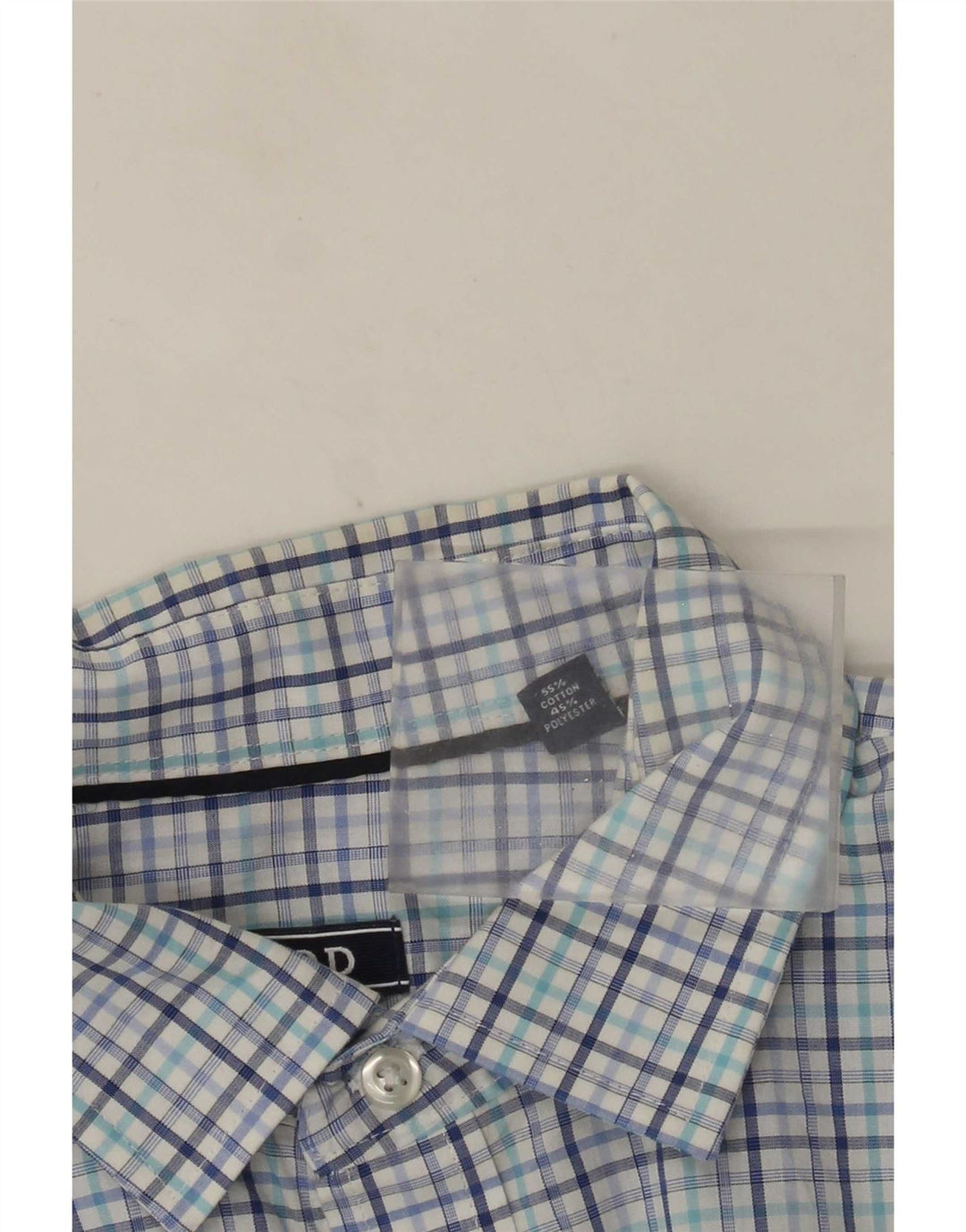 Camisa Izod para hombre talla 16 1/2 algodón a cuadros azul grande