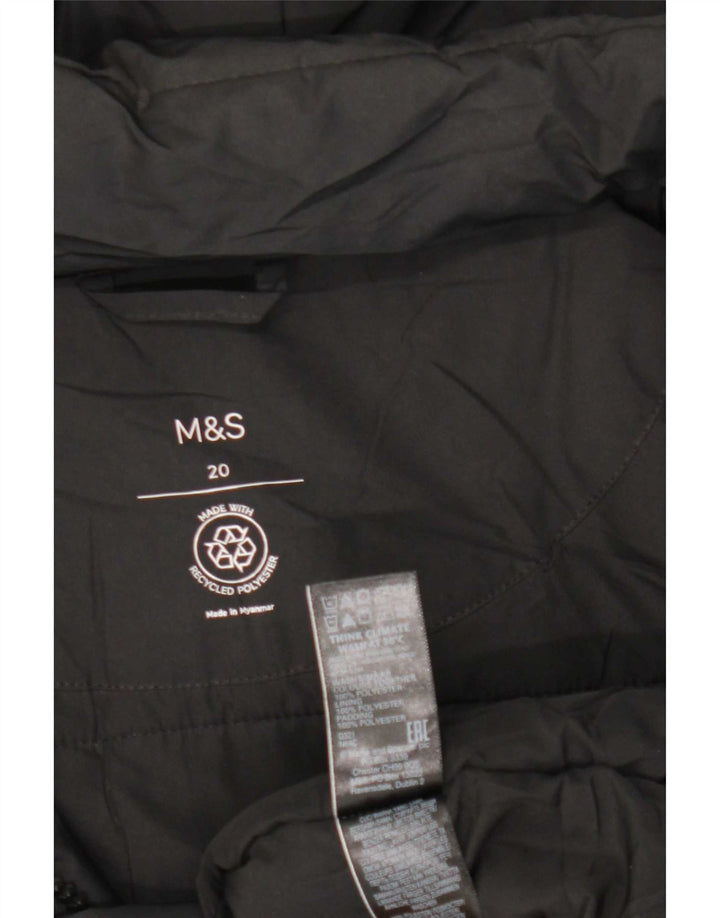 Marks & Spencer Chaqueta acolchada con capucha para mujer UK 20 2XL Poliéster negro
